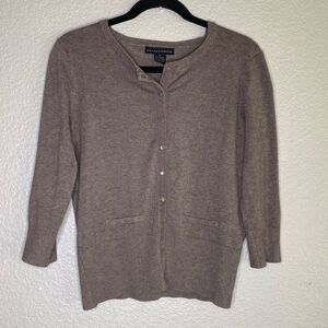 Grace Elements Taupe Button-Front Cardigan | Size M